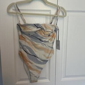 Revel Rey Ezra One Piece Swimsuit Ruffle Underwire Adjustable Straps Celestial S